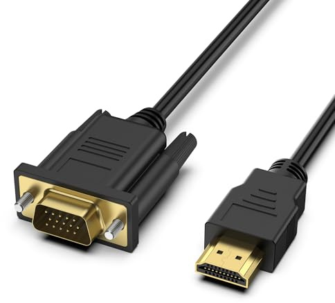 Mugust Cable HDMI a VGA 1.8M, Unidireccional HDMI (Fuente) a VGA (Monitor) Macho a Macho para 1080P ComputadoraHDMI,MonitorVGA,Proyector,Raspberry Pi,Roku,Xbox, Escritorio,Portátil,PC,HDTV (1M)