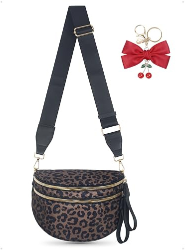 Bum Bag Crossbody Bag for Women | Spacious Bum Bags | Nylon Crossbody Fanny Packs | Leopard Purse Belt Wallet (Colour Bum Bag-Brown Leopard)