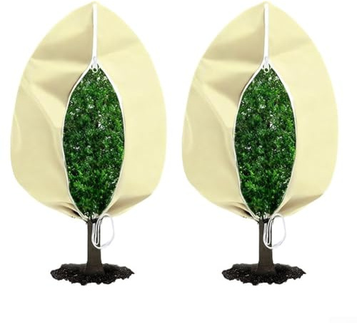 Housse de protection contre le gel pour plantes d'extérieur en tissu non tissé avec cordon de serrage réglable, bloquant le froid et les intempéries