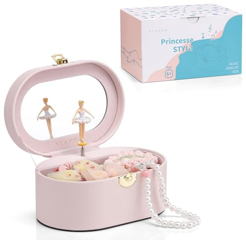 VLANDO Joyero niña con bailarina, caja de música portátil para niñas