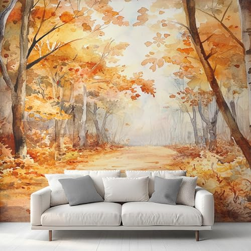 Générique Papier Peint Intissé Paysage Naturel, Papier Peint Panoramique Forêt d'automne pour Salon Chambre Bureau Couloir, Décoration Murale, 366 x 254 cm (L x H) Y&W41