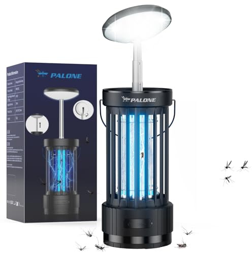 PALONE Tue Mouche Electrique, 4000mAh Lampe Anti Moustique Rétractable avec LED, Destructeur de Mouches Électrique avec 3 Niveaux d'intensité Lumineuse, Utilisable en Intérieur et en Extérieur