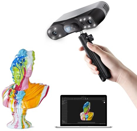 Revopoint POP 4 3D-Scanner für 3D-Drucker, Blaulaser, 5 Scanmodi, Standard | 0,03 mm Genauigkeit, bis zu 105 fps, KI-Segmentierung und 3DGS-Modellierung, verwacklungsfreies Tracking, Scannen im Freien