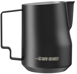 MHW-3BOMBER Coffee Milk Frothing Pitcher Stainless Steel Espresso Machine Accessories Steaming Cup Frother(350ml Black)