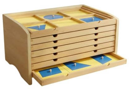Pitycbo Armoire Géométrique pour Enfants Cabinet Coffre à Tiroirs Meuble Bois Léger avec Formes Encastrables et Boutons de Préhension pour Exercices de