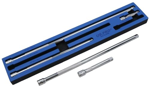 1/2 Drive Straight Extension Bar Set Extra Long 100mm - 600mm 5pc Set