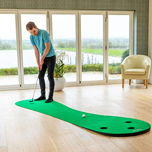 FORB Golfmatta för puttning [2 storlekar] | Professionell inomhus puttningsmatta (Med 3 hål) | Golfmatta | Puttmatta | Golf Träningsmatta | Puttningsmatta | Golfträning | 3m