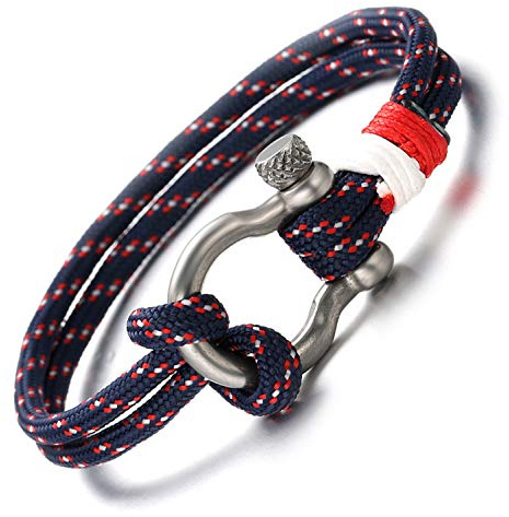 Halukakah ● Segel ● Herren Nylon Seilschnur Armband Multicolor Schwarz/Blau/Rot Regenbogen/Tarnfarbe Handgemachter Silberner Schraubverschluss 8.26(21cm) mit KOSTENLOSE Geschenkbox