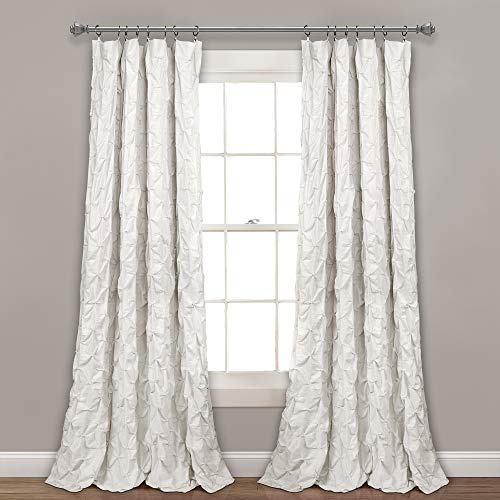 Lush Decor Ravello Biesen-Fenstervorhang, Einzelbett, 132,1 x 213,4 cm (B x L), Weiß – luxuriöse Biesen-Verzierung – schickes strukturiertes Design – traditionelles glamouröses und