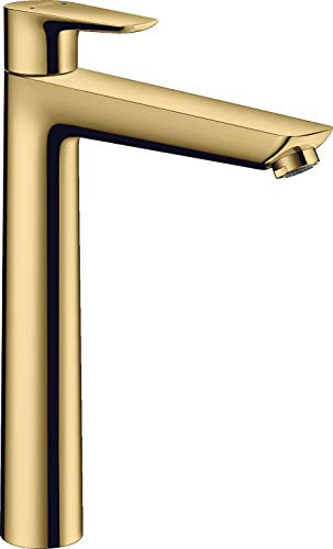 hansgrohe Wasserhahn Talis E (wassersparende Armatur mit hohem Auslauf 240mm, Zugstangen- Ablauf), Polished Gold Optic