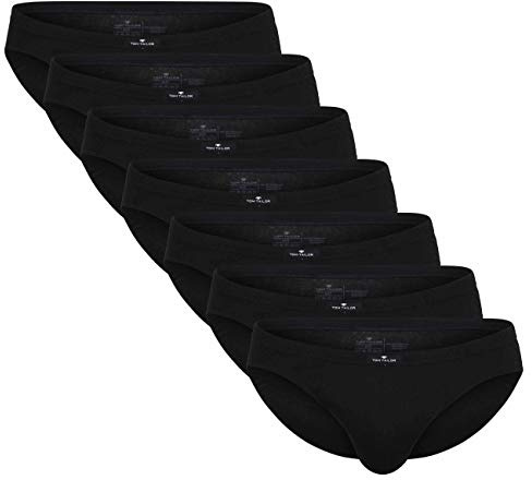 TOM TAILOR 7er Pack Herren Slips aus 100% natürlicher Baumwolle (schwarz-dunkel-Uni) 5
