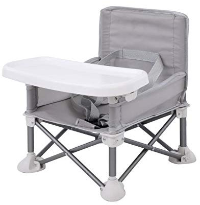 PandaEar Baby Booster Seat Highchair Portable Seat Chair| Compact Fold with Straps for Indoor/Outdoor Use| Great for Camping Beach Lawn |Toddlers Kids Boys Girls (Neutral)
