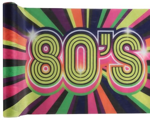 Generique - 80er-Jahre Tischdekoration Partyzubehör bunt 3 m x 30 cm - Multicolore