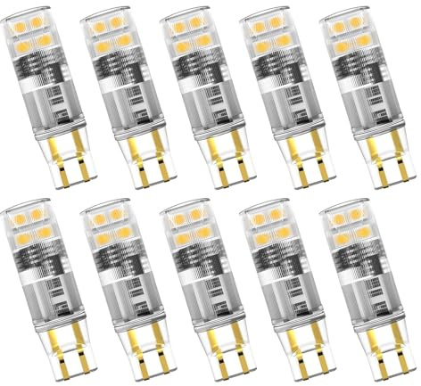 Noobibaba T5 Wedge Base LED Bulb 12V 1.5W T5 T10 Wedge Base LED Landscape Lights for 194 921 T10 7W 11 Watt Landscape Light Bulbs RV Camper Motorhome Dome Light 2700K Warm White 10-Count