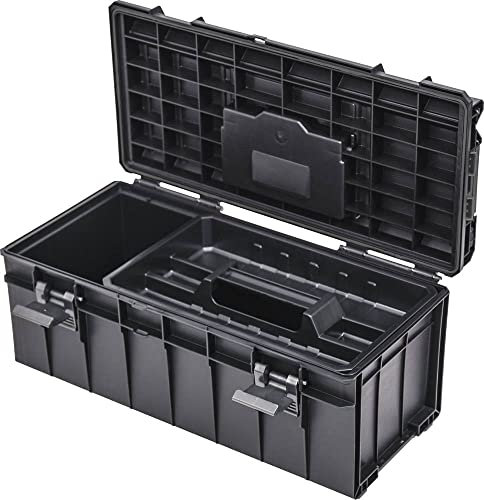 Werkzeugkoffer QBRICK 1385 Werkzeugkasten 22l Werkzeugkiste mit Griff Werkzeugbox Werkzeugaufbewahrung (KG), Schwarz, 545 x 270 x 230mm