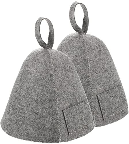 Bucket Hat Men Caps Sauna Headwrap 2pcs Sauna Hat Felt Sauna Cap Russian Banya Hat Breathable Spa Headwear Shower Bath Accessories Unisex for Women Men Grey Sauna Hat Women Sets Wool