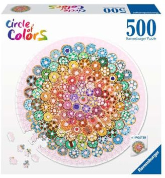 Ravensburger Puzzle Circle of Colors Donuts - Rundes 500 Teile Puzzle | 500 Teile Rundpuzzle mit Donut-Motiv, Erwachsenenpuzzle, Durchmesser ca. 52 cm, Geschenk für Frauen und Männer