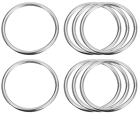 sourcing map 8 Stück O Ringe Edelstahl 304 Metallringe, 60 mm Außendurchm. 4 mm Dicke Geschweißter O-Ring für Befestigung Schrauben Haken Campinggürtel Hundeleinen Taschen Paracord Zubehör