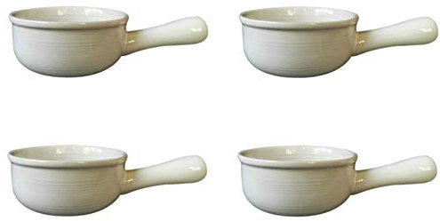 YZJSSL French onion soup bowls with handles, durable ceramic pots, suitable for soup, chilli, beef stew, muesli, white||4 pcs