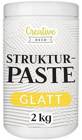 Creative Deco Strukturpaste Glatt 2 kg | Weiße Spachtelmasse für Acrylmalerei | Modellierpaste für Kunstprojekte, Acrylfarbe, DIY, 3D-Effekte, Texturen | Einfach mit Palettenmesser aufzutragen