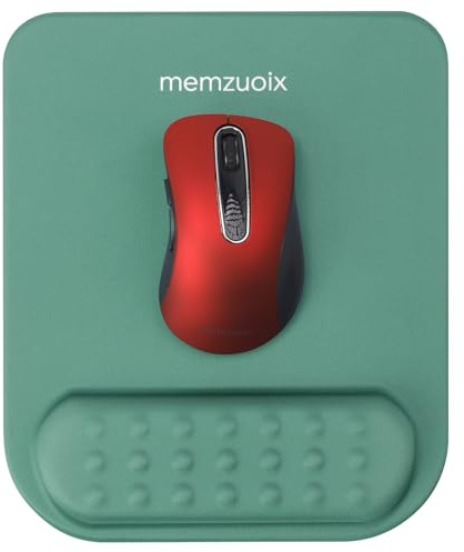 memzuoix Green Ergonomic Mouse Pad with Wrist Rest Support,Premium Memory Foam Cushioning for Pain Relief, Non-Slip PU Base for Stable Smooth Control - Perfect for Laptop, Computer, and Home Office