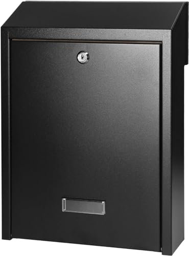 Miratic Cassetta Postale da Esterno Passante in Acciaio Zincato Vari Colori Set di 2 Chiavi Cassetta della Posta da Esterno Buca Lettere Formato C4 Montaggio su Recinzione o da Incasso (nero)