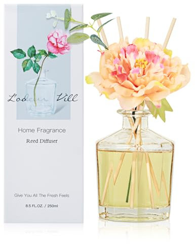 L'odeur Vill Reed Diffusore, 8.5 Oz Diffusore Bagno con 10 Bastoni, Diffusore Profumato Profumo Casa Olio Essenziale Reed Diffusore Set per Casa Grandi Stanze Bagno Mensola Decor (Lino)