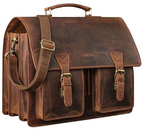 STILORD XL Herren-Businesstasche aus Leder braun - große 15,6 Zoll Lehrer Laptop-Tasche - Männer-Aktentasche - Vintage Umhängetasche aus Rindsleder Cory