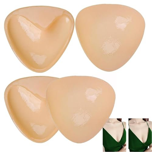 OUWEWIN Sticky Push Up Bra, 2 Pairs Double Sided Adhesive Boost Cups Bra Pads Inserts Invisible Bra for Women Girls Any Cup Cover(Skin Color, A/B)