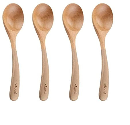 SDA287MZ Cucharillas Postre Cuchara de Madera for el hogar de 4 Piezas, Cuchara de arroz for niños, vajilla, Cuchara de Postre Cucharillas de Café(D)