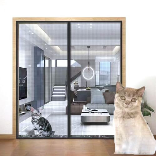 Katzenschutz, Balkontür, 95 cm x 200 cm, Katzengitter für Balkon, Haustiergittertür, Katzenschutz für Tür, verhindert, dass Katzen ausgehen, für Wohnzimmer, Schlafzimmer, Küche (95 x 200 cm)