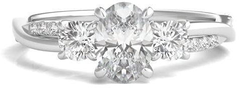 Molioaki 3 Edelsteine Verlobungsring Damen 9K/14K/18K Gold Eheringe Frauen Ringe 1.28-3.28 ct 5A Zirkonia/Moissanit Personalisierte Individuelle Gravur Ring-OVAL
