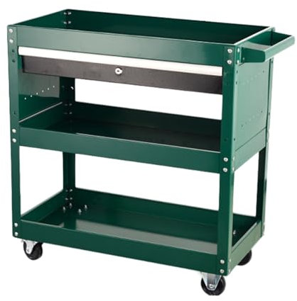 YCOVSFP 3-stöckiger Werkzeugwagen Mit Rollen for Mechaniker, Robuster Werkzeugwagen Mit Schubladen, Ideal for Garage, Lager Und Reparaturwerkstatt(Green)