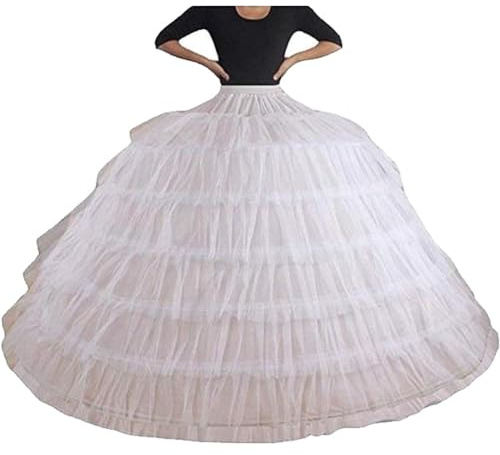 Glixoft Women's Petticoat Wedding Bridal Dress Crinoline 6 Hoop Adjustable Ball Show Slip Dress for Bridal Dress Medieval Victorian Costume