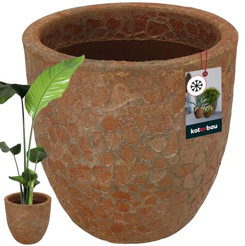 KOTARBAU® Maceta de cerámica para plantas, color marrón, altura 34 cm, 37 cm, macetas esmaltadas para interior, salón, exterior e interior, resistente a las heladas, maceta para plantas