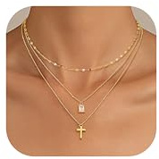 Kakonia Layered Gold Necklaces for Women, Dainty Pendant Necklace Chain Set | 14K Gold Plated Necklaces for Women, Hypoallergenic Pendant Chain Non Tarnish, Adjustable Women Choker Necklace Jewellery Set