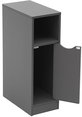 PCGAGA Schmaler Nachttisch mit Türaufbewahrung, kleiner Schlafzimmeraufbewahrungsschrank, Nachttischlampe, schmaler Nachttisch für Schlafzimmer (einfarbig, grau, schlank)