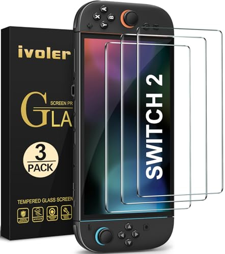 iVoler Pellicola Protettiva per Nintendo Switch 2 (2025), 3 Pezzi | Installazione in 30s! Installazione Facile, Vetro Temperato 9H, HD Chiaro, Anti-Impronte, Anti-Graffio, Senza Bolle