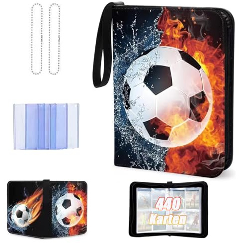 Cartoline da calcio Album da collezione 440 carte 4 tasche 55 pagine collezione da calcio Album Cartoline da calcio Cartoline da calcio da collezione Cuoio PU Regali da calcio portatili per ragazzi