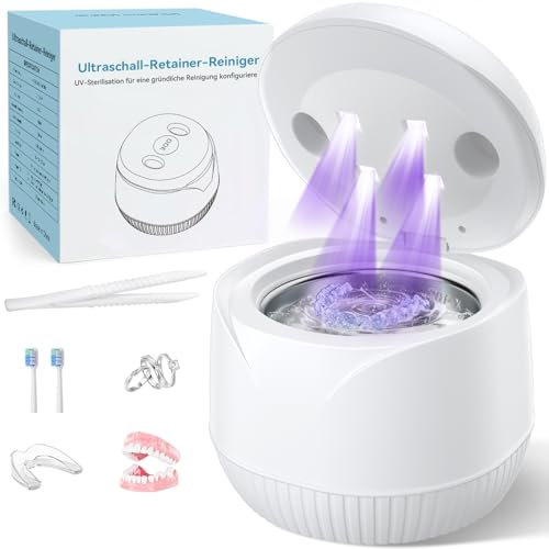 Dispositivo di pulizia ad ultrasuoni 45000Hz, Detergente UV ad ultrasuoni 200 ml Dental Pod - Detergente ad ultrasuoni per protesi dentali, apparecchi ortodontici,
