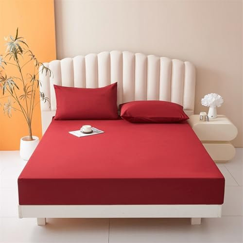 Protège-matelas imperméable rouge 99 x 190 cm – Housse en microfibre respirante, lavable, convient aux matelas jusqu'à 30 cm d'épaisseur, idéal pour soulager les allergies et la protection contre les