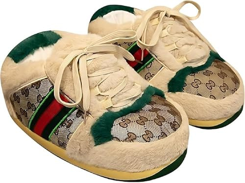 Sneaker Slippers for Men and Women Cozy Warm Home Plush Slippers Indoor Outdoor Non-slip Fluffy