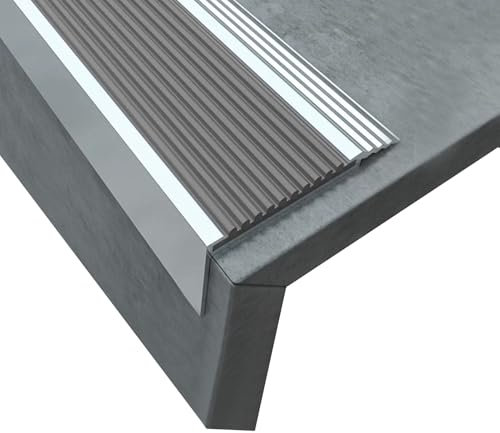 Treppenkantenprofil in L-Form, Alu Stufen-Kantenprofil, Stufenkantenprofil, Schraubmontage, Länge 100 cm, für Parkett und Laminat(Gray)