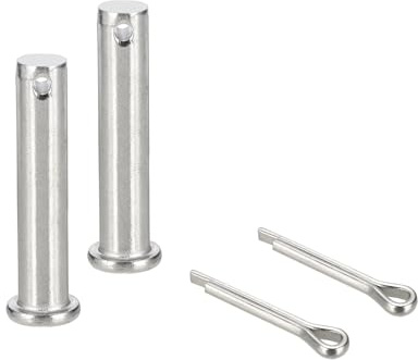 sourcing map 2Pcs M12x60mm Clevis Pins, 304 Stainless Steel Single Hole Flat Head Hitch Fastener Lock Systems with Cotter Pins for Furniture Installation Trailer Lawn Mower, Silver