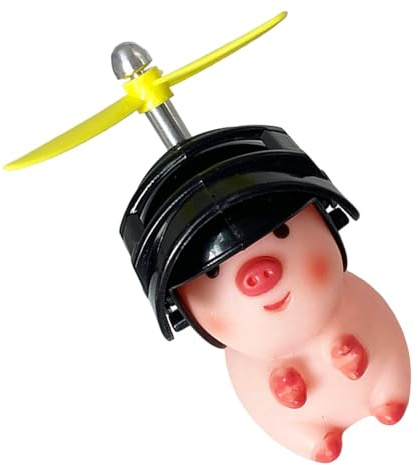 Schwein Mit Helm - Fahrrad Motorrad Dekoration | Süße Fahrradhupe | Gummi Schweinchen Auto Ornament | Ferkel Fahrrad | Silikon Bike Deko | Fahrraddekorationen Ferkel Propeller Figur Lenker Zubehör