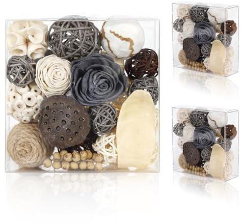 2 Boxes of White Potpourri Bowl Filler Decorative Scented Decorative Balls for Centerpiece Bowls Mixed Dried Flower Vase Filler for Home Decoration (Grey)