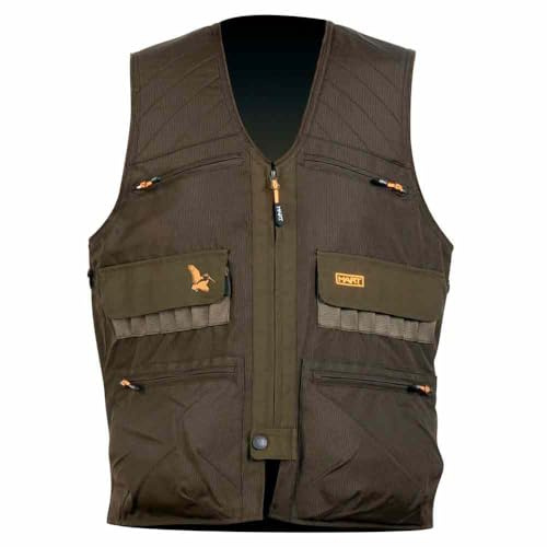 HART ARMOTION Chaleco de Caza Class-V, Verde Oliva Oscuro, Tejido Rip-Stop, con Doble Morral, Cananas, Bolsillos Cargo, Forro de Malla Transpirable (FR/ES, Letras, L, Regular, Regular)