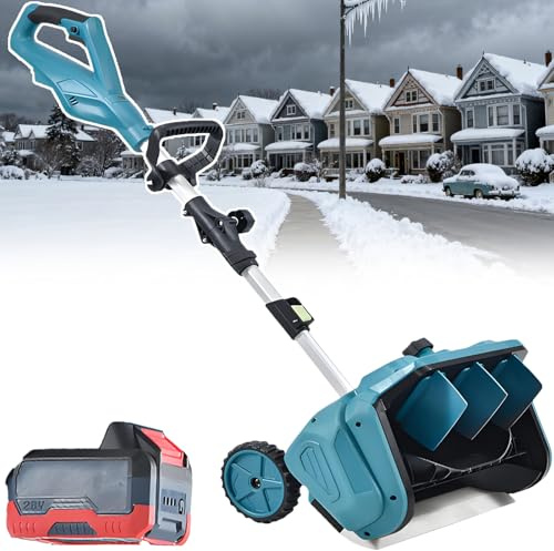 ErShangMao Spazzaneve Elettrico per Impieghi Gravosi - Spazzaneve Senza Fili, Larghezza di Lavoro 40,7 Cm, 90% più Veloce Rispetto al Manuale, Manico Telescopico, Pala da Neve per Cortili 1battery