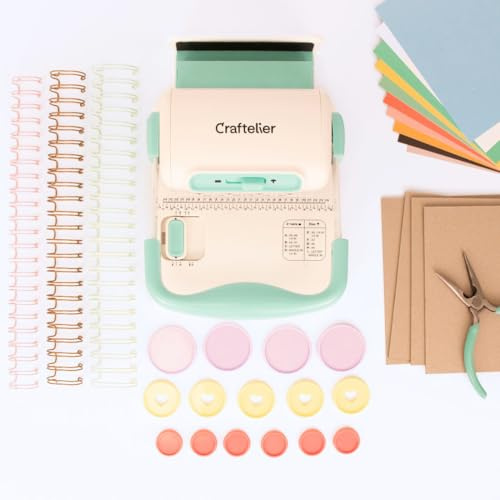 Craftelier - Einband-Starterset | Set mit Mini-Bindegerät, Minty Duo Ringbindegerät, Draht- oder Disk-Ringen, Karten zum Erstellen von Alben, Planern und personalisierten Notizbüchern