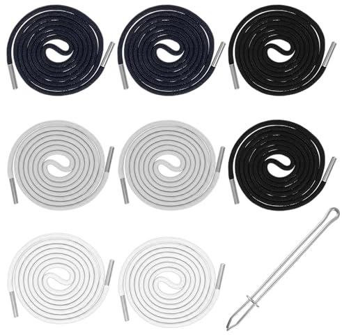 LIQWEI 8 unidades de cordón para pantalones de jogging, cordón para sudadera con capucha y cintas para pantalones, 140 cm, cordones de repuesto (negro, blanco, gris, azul marino)